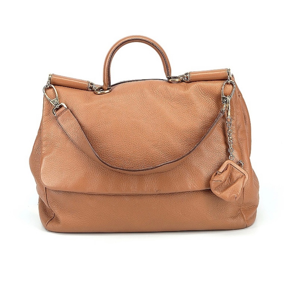 Dolce & Gabbana Miss Sicily Camel Brown Deerskin Leather Purse